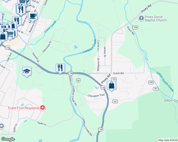 map of restaurants, bars, coffee shops, grocery stores, and more near 41 Gulch Road in Trenton