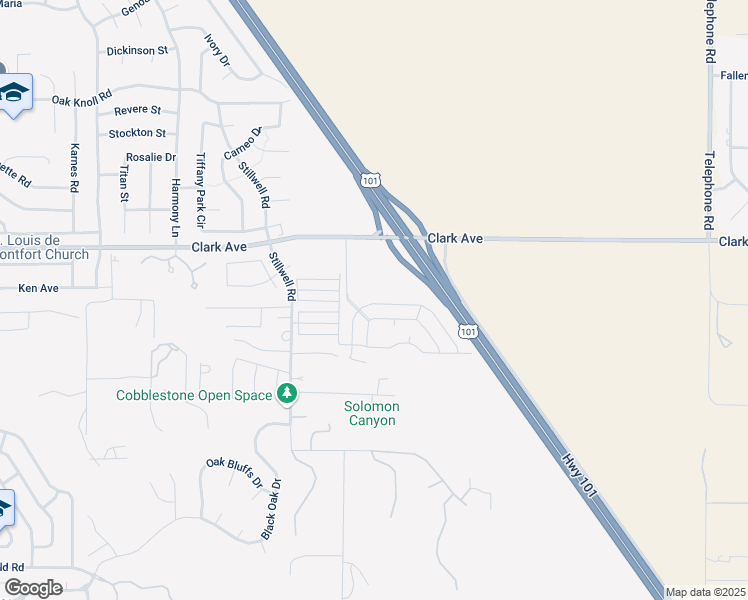 map of restaurants, bars, coffee shops, grocery stores, and more near 1650 East Clark Avenue in Santa Maria