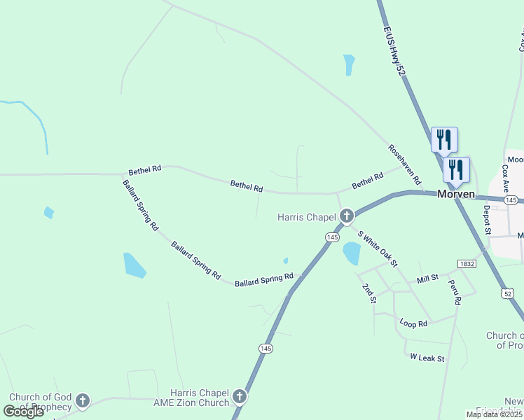 map of restaurants, bars, coffee shops, grocery stores, and more near 59 Deberry Ln in Morven