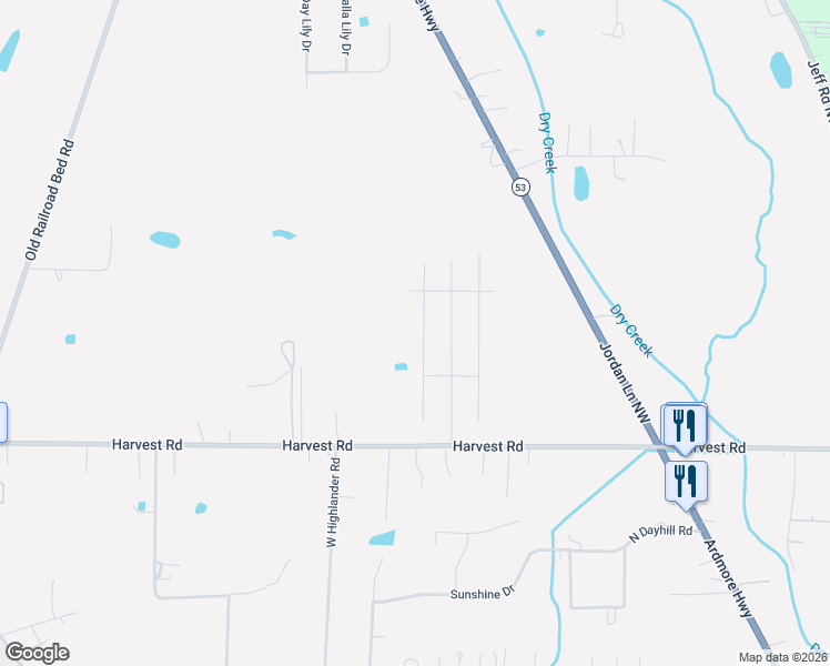 map of restaurants, bars, coffee shops, grocery stores, and more near 639 Harvest Road in Harvest