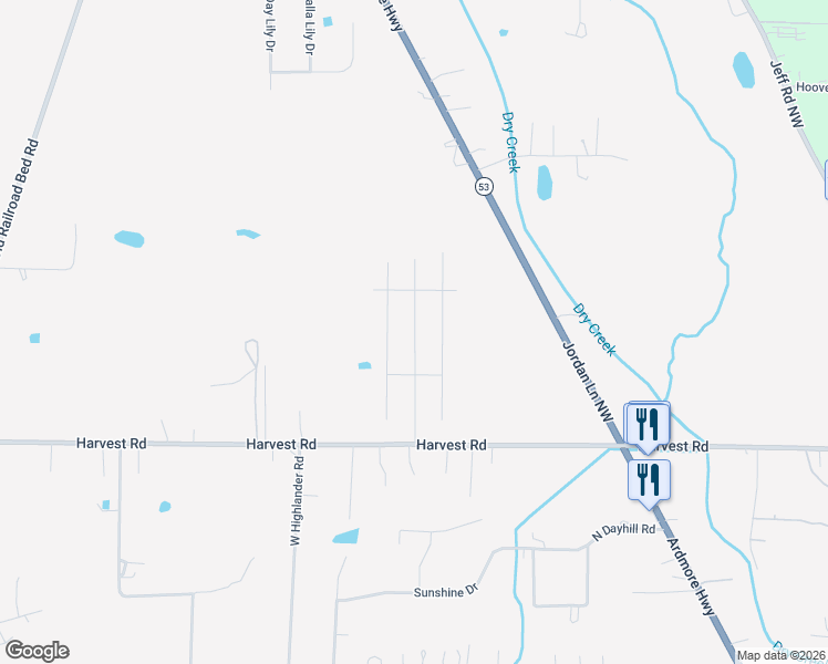 map of restaurants, bars, coffee shops, grocery stores, and more near 537 Harvest Road in Harvest