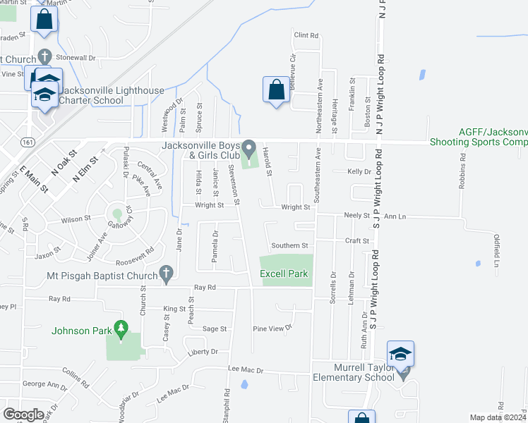 map of restaurants, bars, coffee shops, grocery stores, and more near 1227 Wright Street in Jacksonville
