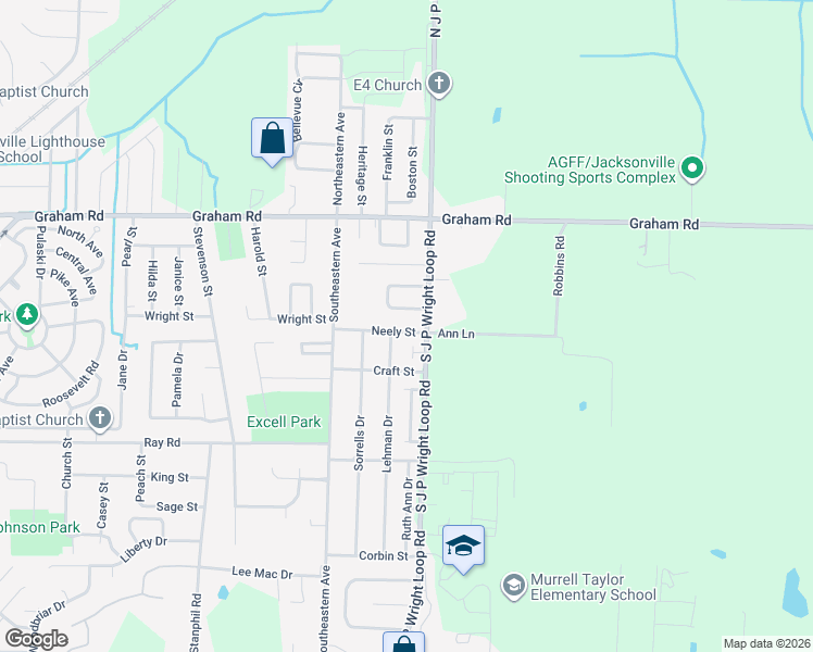 map of restaurants, bars, coffee shops, grocery stores, and more near 1809 Neely Street in Jacksonville