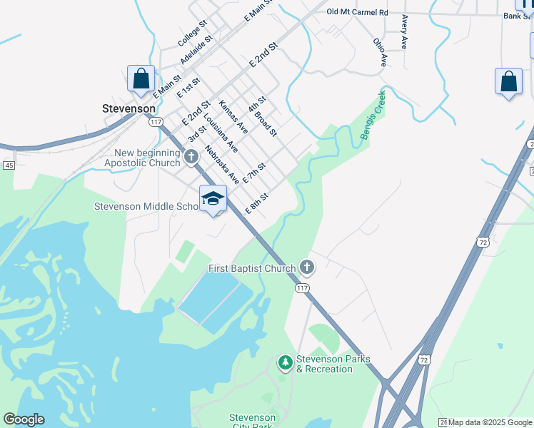 map of restaurants, bars, coffee shops, grocery stores, and more near 802 Kentucky Avenue in Stevenson