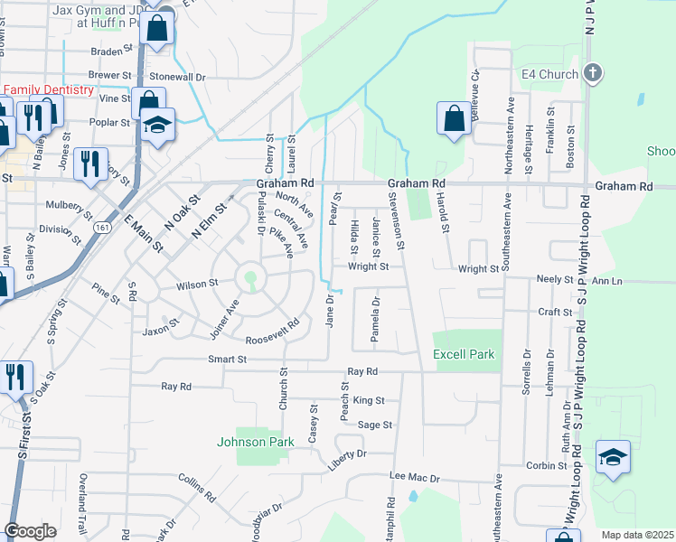 map of restaurants, bars, coffee shops, grocery stores, and more near 1100 Towering Oaks Drive in Jacksonville