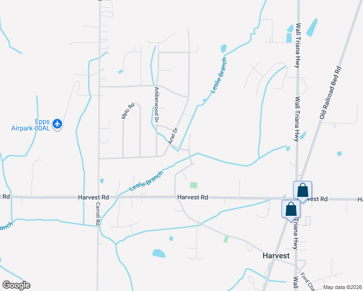 map of restaurants, bars, coffee shops, grocery stores, and more near 103 Lorene Drive in Harvest