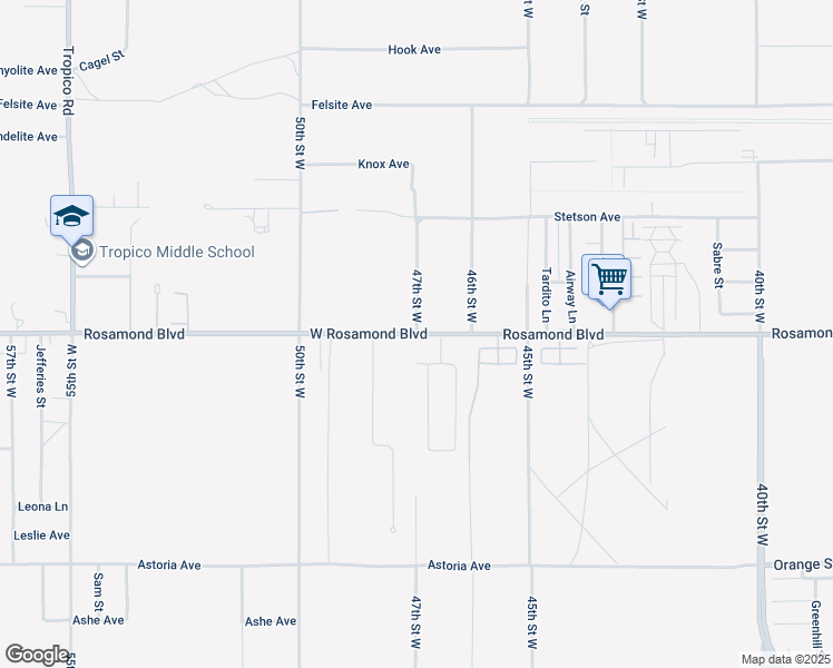 map of restaurants, bars, coffee shops, grocery stores, and more near West Rosamond Boulevard in Rosamond