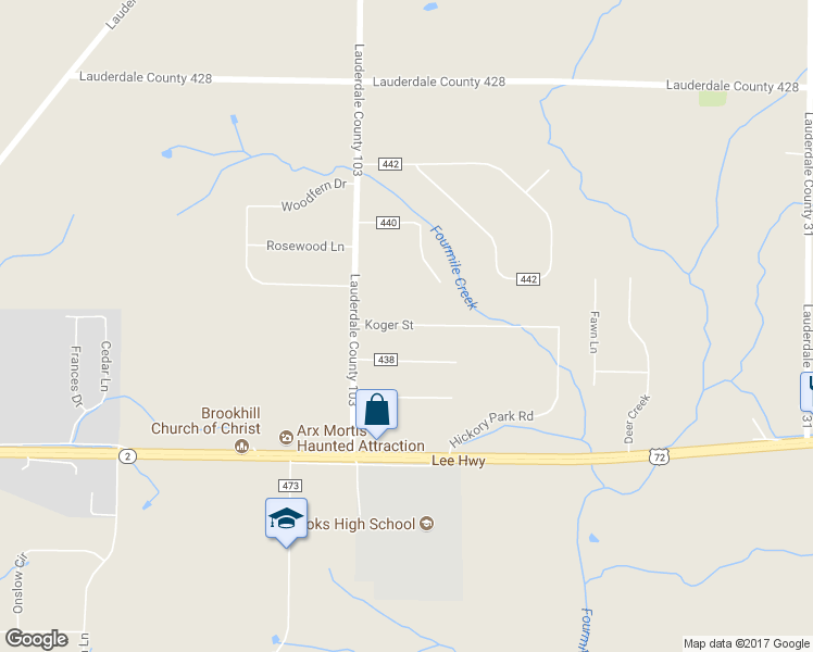 map of restaurants, bars, coffee shops, grocery stores, and more near 114 Koger Street in Killen