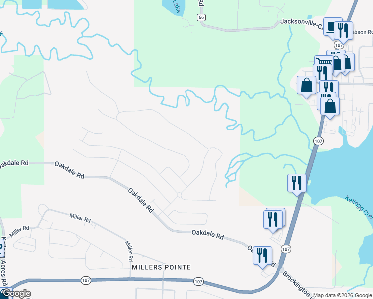 map of restaurants, bars, coffee shops, grocery stores, and more near Millers Glenn Drive in Sherwood