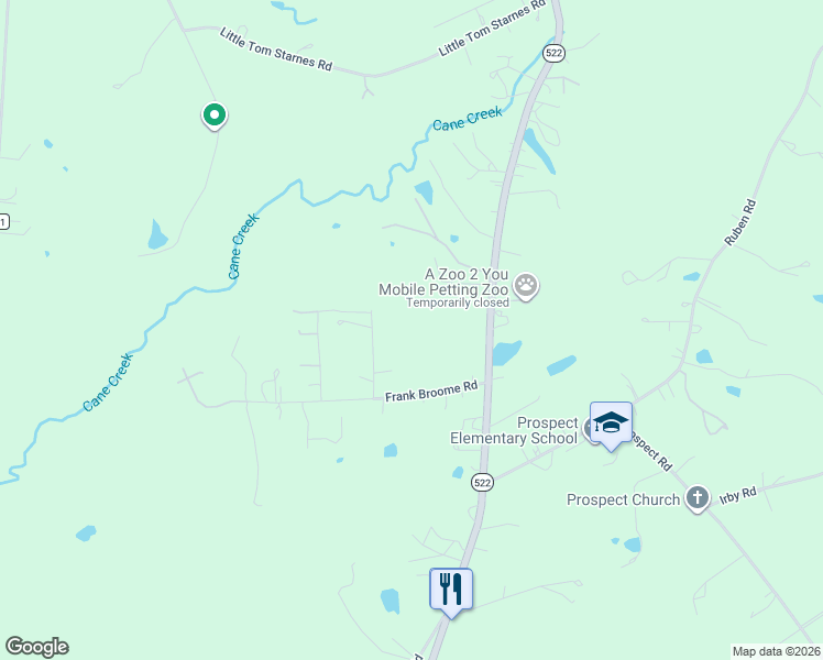 map of restaurants, bars, coffee shops, grocery stores, and more near 5714 South Rocky River Road in Monroe
