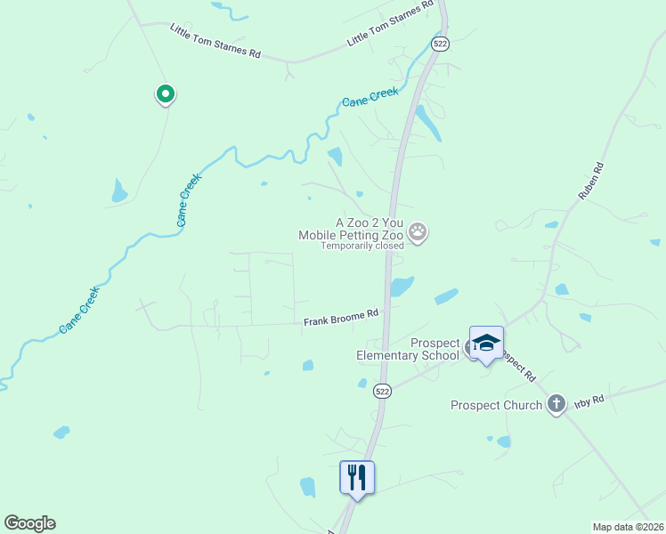 map of restaurants, bars, coffee shops, grocery stores, and more near 5714 South Rocky River Road in Monroe