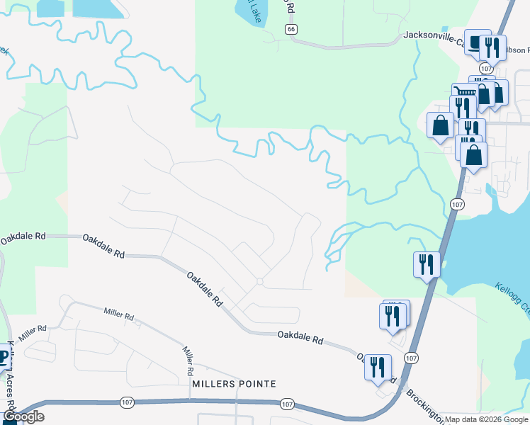 map of restaurants, bars, coffee shops, grocery stores, and more near Millers Glenn Drive in Sherwood