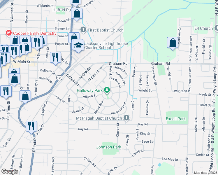 map of restaurants, bars, coffee shops, grocery stores, and more near 188 Pike Circle in Jacksonville