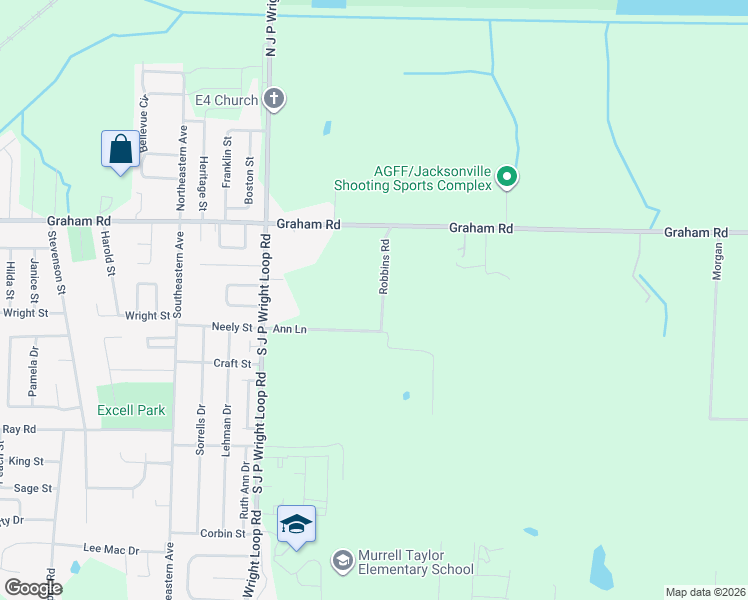 map of restaurants, bars, coffee shops, grocery stores, and more near 313 Robbins Road in Jacksonville