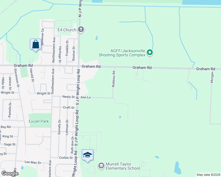 map of restaurants, bars, coffee shops, grocery stores, and more near 313 Robbins Road in Jacksonville