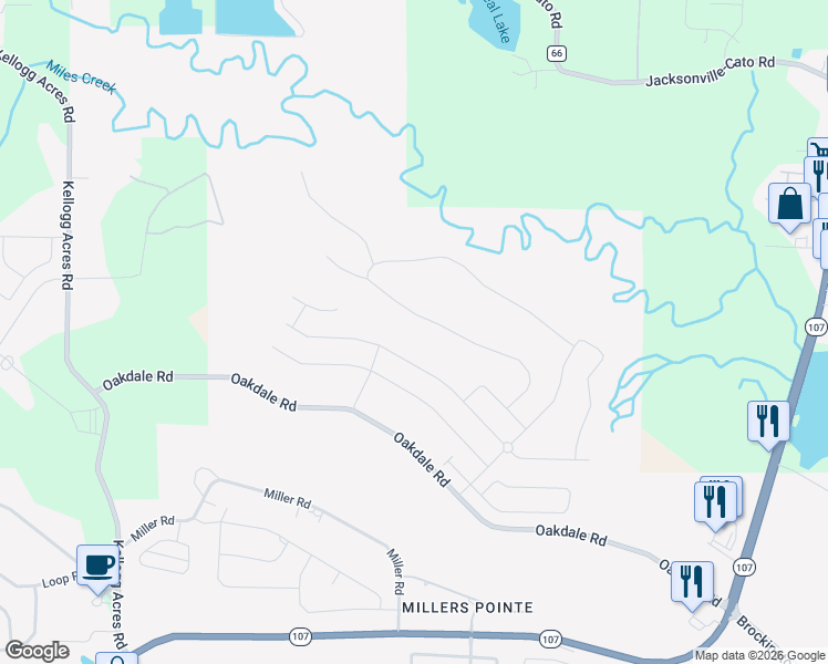map of restaurants, bars, coffee shops, grocery stores, and more near Meadow Creek Drive in Sherwood