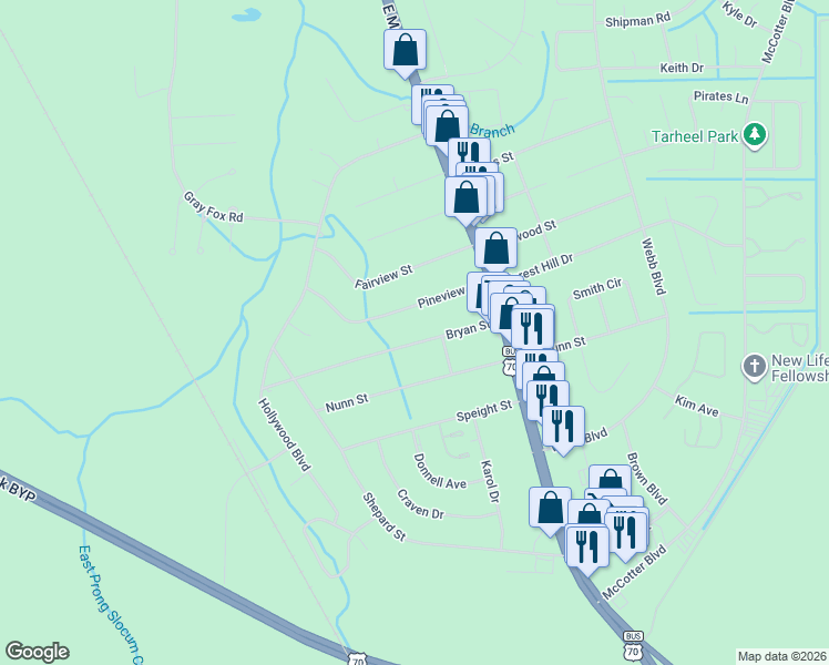 map of restaurants, bars, coffee shops, grocery stores, and more near 118 Bryan Street in Havelock