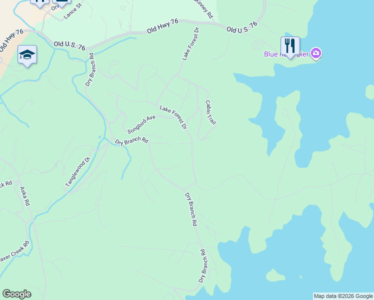 map of restaurants, bars, coffee shops, grocery stores, and more near 788 Lake Forest Drive in Blue Ridge