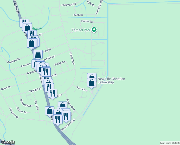 map of restaurants, bars, coffee shops, grocery stores, and more near 128 Witten Circle in Havelock