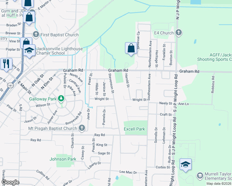map of restaurants, bars, coffee shops, grocery stores, and more near 300 Stevenson Street in Jacksonville