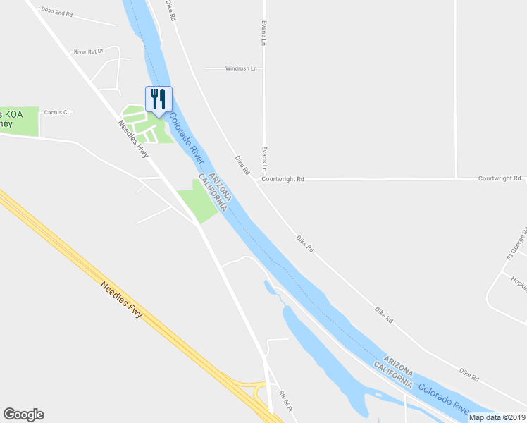 map of restaurants, bars, coffee shops, grocery stores, and more near 10051 Dike Road in Mohave Valley