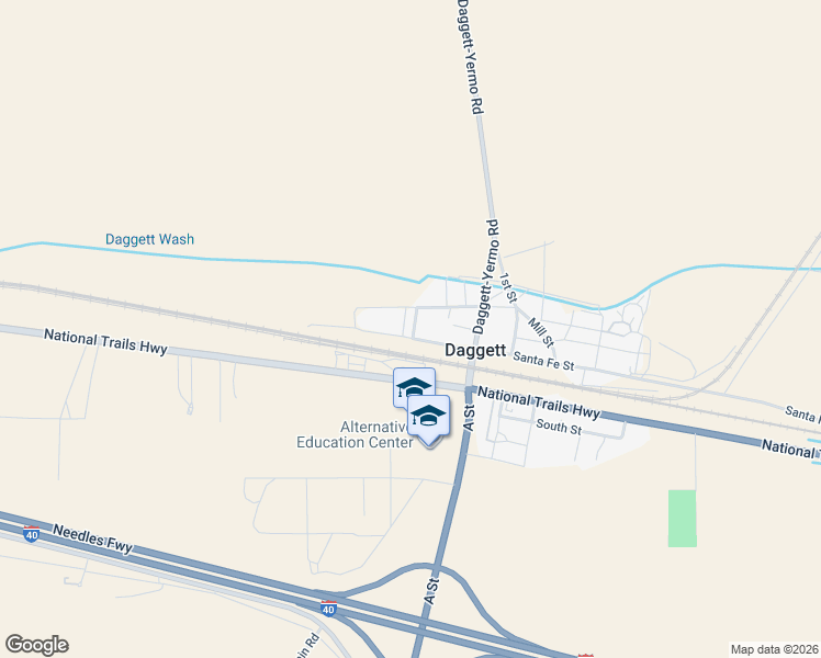 map of restaurants, bars, coffee shops, grocery stores, and more near 4 Sierra Way in Daggett