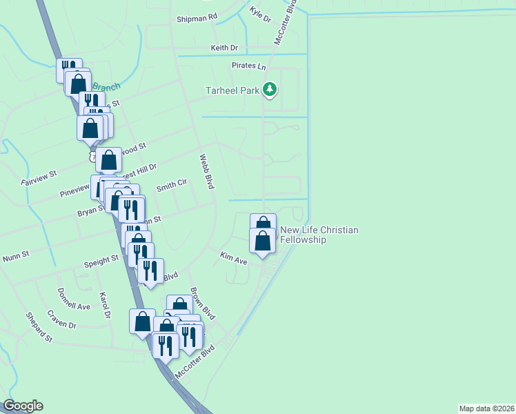 map of restaurants, bars, coffee shops, grocery stores, and more near 128 Witten Circle in Havelock