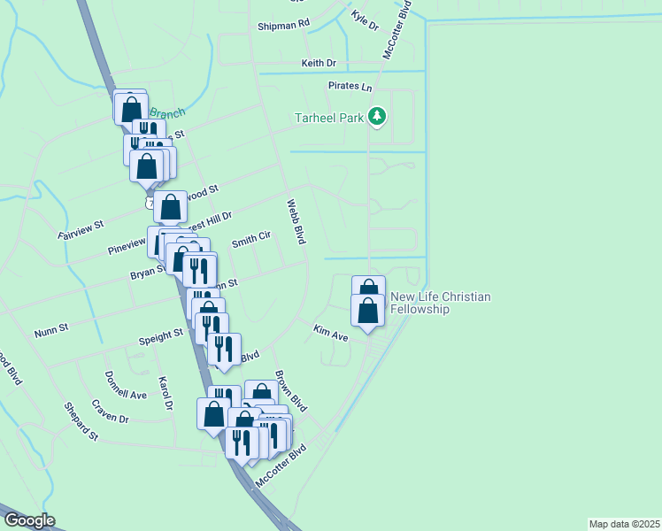 map of restaurants, bars, coffee shops, grocery stores, and more near 138 Witten Circle in Havelock
