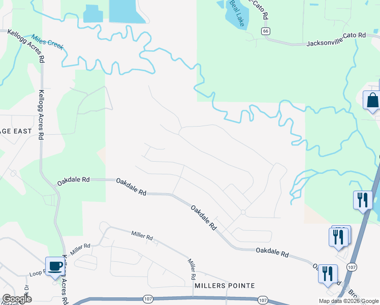 map of restaurants, bars, coffee shops, grocery stores, and more near Meadow Creek Drive in Sherwood