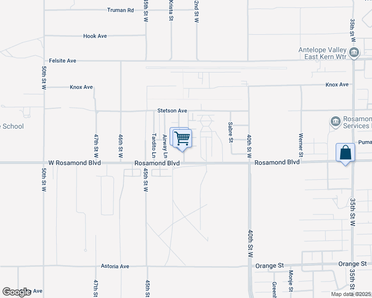 map of restaurants, bars, coffee shops, grocery stores, and more near 3080 Sedona Avenue in Rosamond