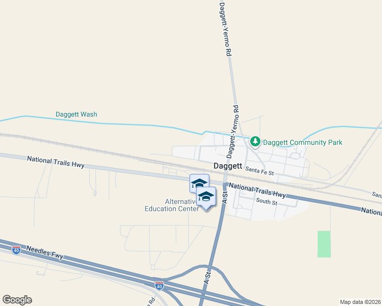 map of restaurants, bars, coffee shops, grocery stores, and more near 4 Sierra Way in Daggett