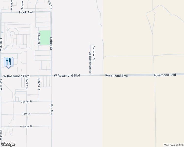 map of restaurants, bars, coffee shops, grocery stores, and more near 1047 Rosamond Boulevard in Rosamond