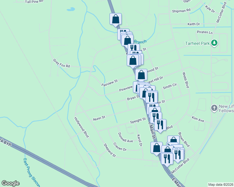 map of restaurants, bars, coffee shops, grocery stores, and more near 118 Bryan Street in Havelock