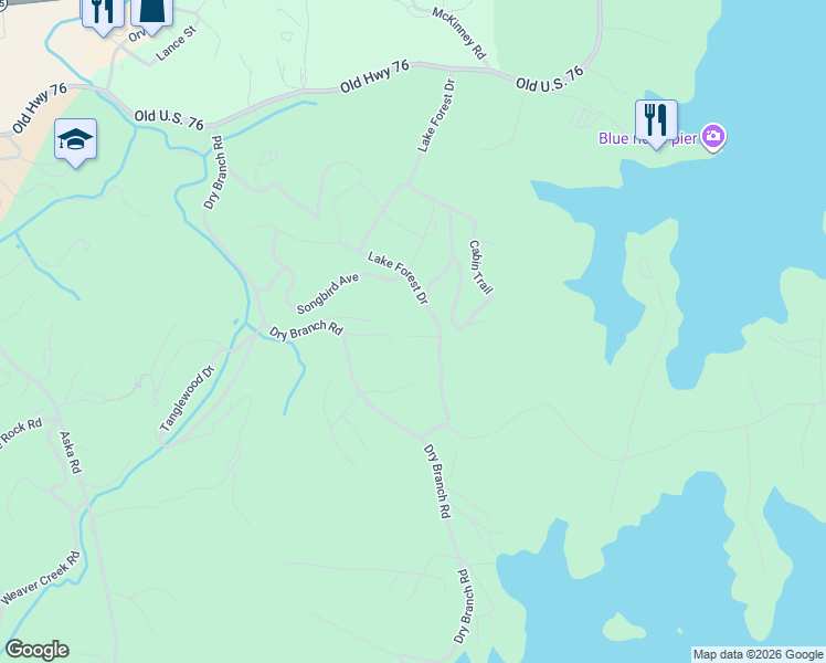 map of restaurants, bars, coffee shops, grocery stores, and more near 788 Lake Forest Drive in Blue Ridge