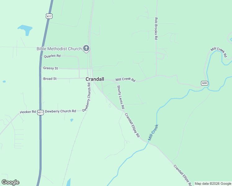 map of restaurants, bars, coffee shops, grocery stores, and more near 123-A B Shorty Lents Road in Crandall