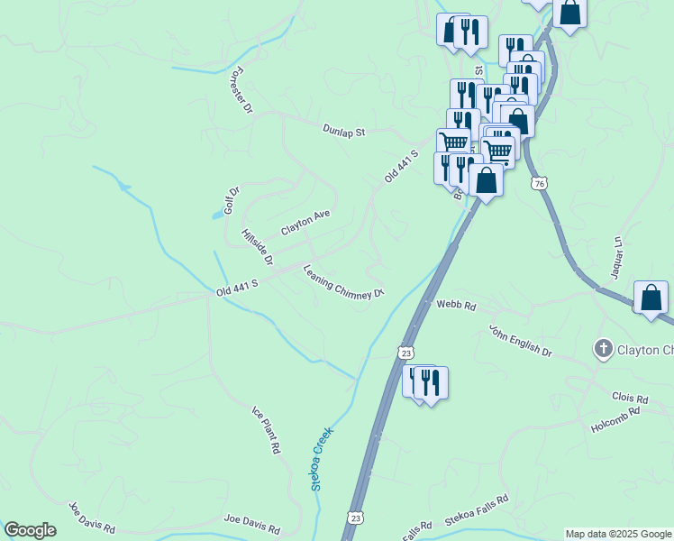 map of restaurants, bars, coffee shops, grocery stores, and more near 81 Springfield Lane in Clayton