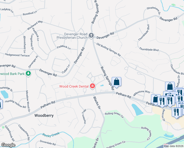 map of restaurants, bars, coffee shops, grocery stores, and more near 504 Coffield Drive in Greer