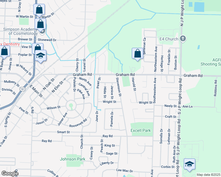 map of restaurants, bars, coffee shops, grocery stores, and more near 207 Janice Street in Jacksonville