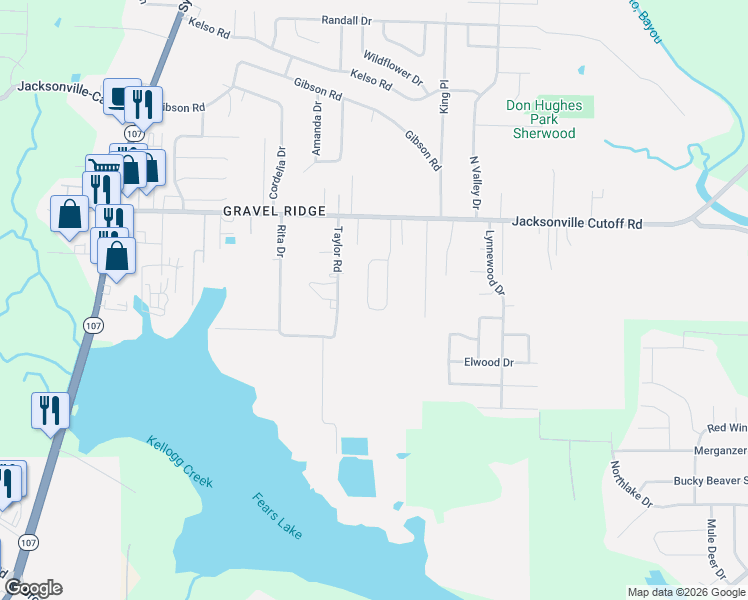 map of restaurants, bars, coffee shops, grocery stores, and more near 247 Briarpatch Lane in Jacksonville