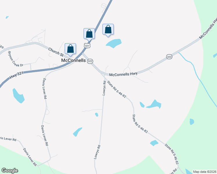 map of restaurants, bars, coffee shops, grocery stores, and more near 219 Love Street in McConnells
