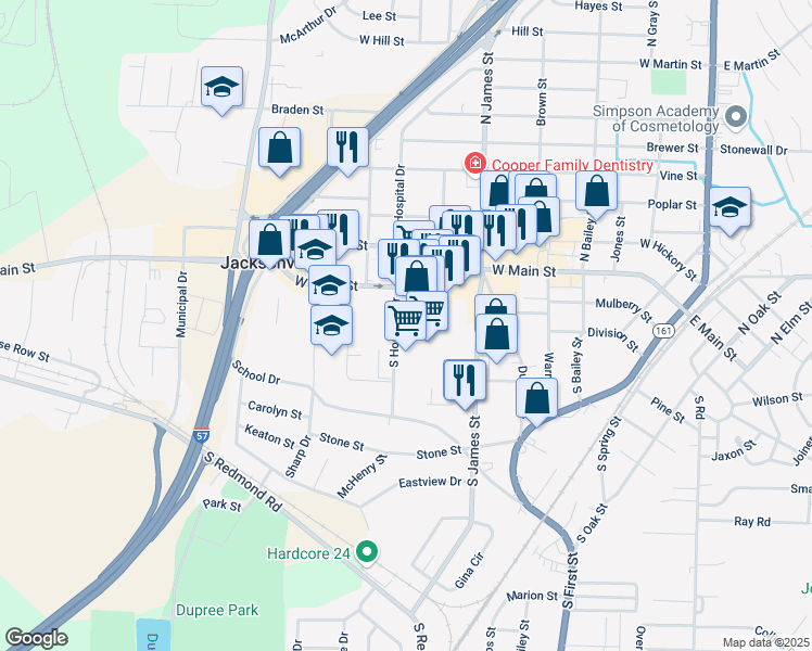 map of restaurants, bars, coffee shops, grocery stores, and more near 1101 Burman Drive in Jacksonville