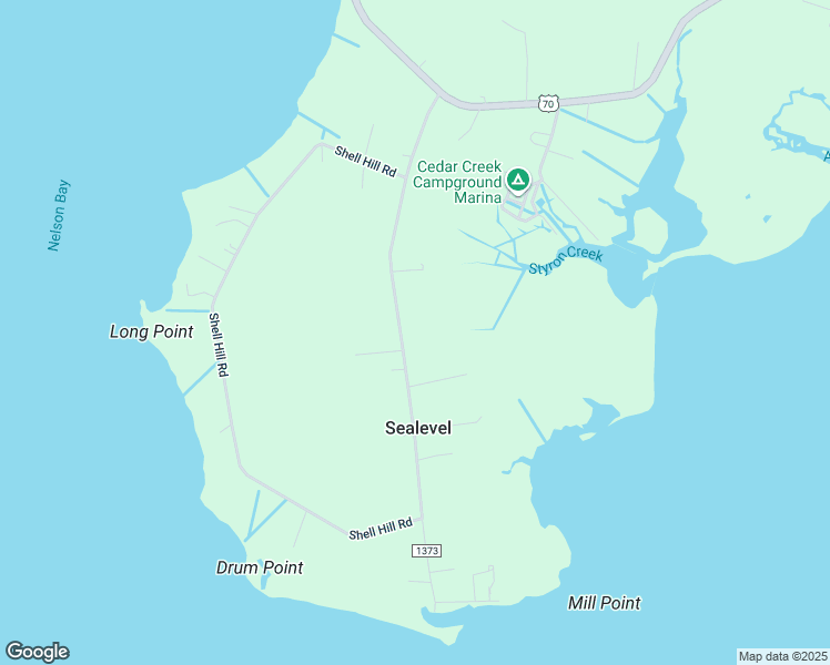 map of restaurants, bars, coffee shops, grocery stores, and more near 321 Nelson Neck Road in Sealevel