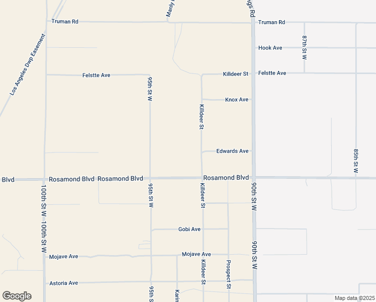 map of restaurants, bars, coffee shops, grocery stores, and more near 94th Street West in Kern County