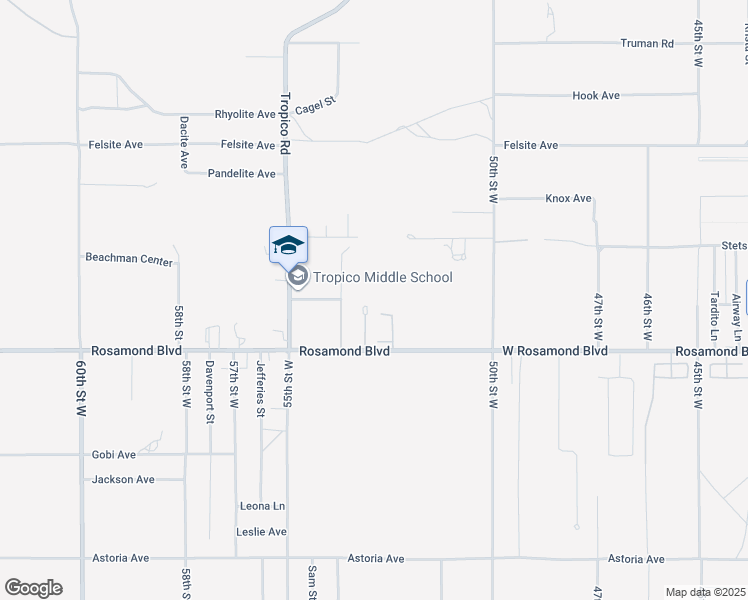 map of restaurants, bars, coffee shops, grocery stores, and more near 5335 West Rosamond Boulevard in Rosamond