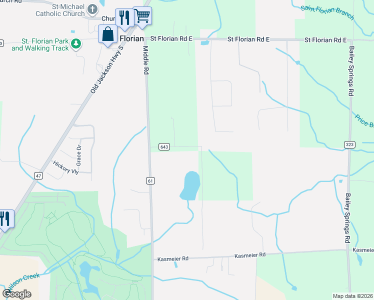 map of restaurants, bars, coffee shops, grocery stores, and more near Lauderdale County 643 in Florence