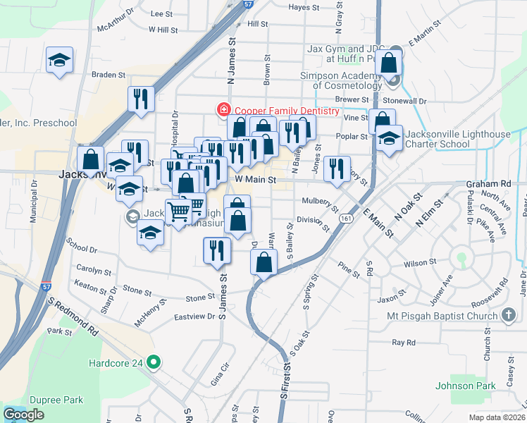 map of restaurants, bars, coffee shops, grocery stores, and more near 615 Lenora Street in Jacksonville