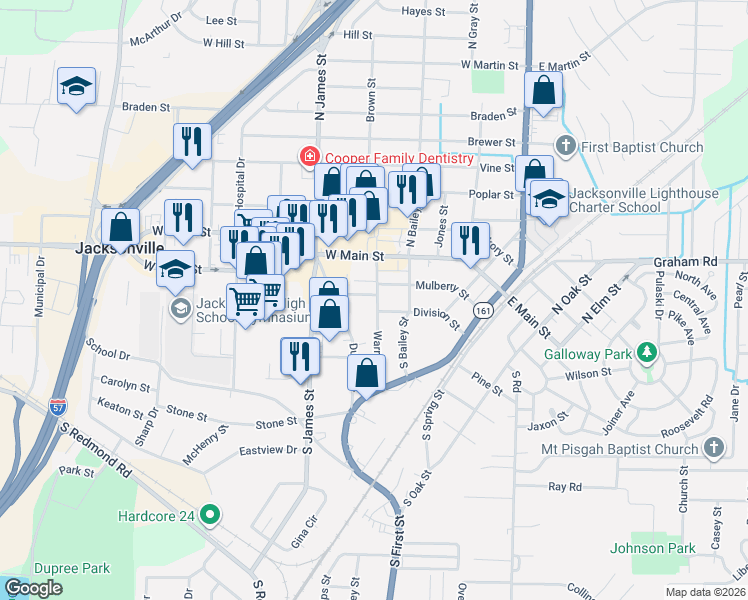 map of restaurants, bars, coffee shops, grocery stores, and more near 620 Lenora Street in Jacksonville