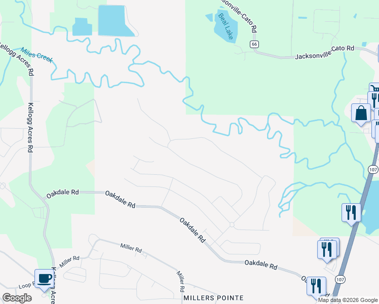 map of restaurants, bars, coffee shops, grocery stores, and more near Meadow Creek Drive in Sherwood
