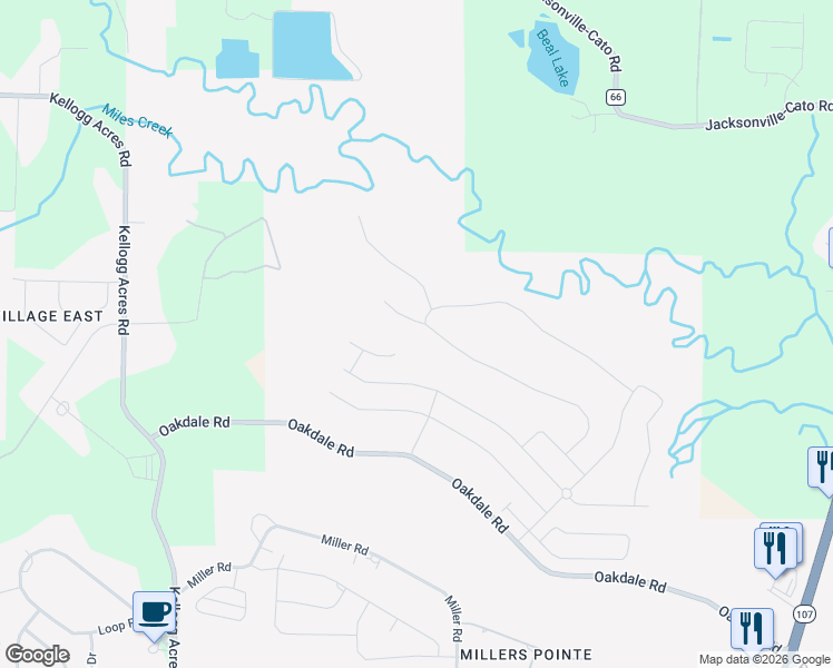 map of restaurants, bars, coffee shops, grocery stores, and more near Meadow Creek Drive in Sherwood