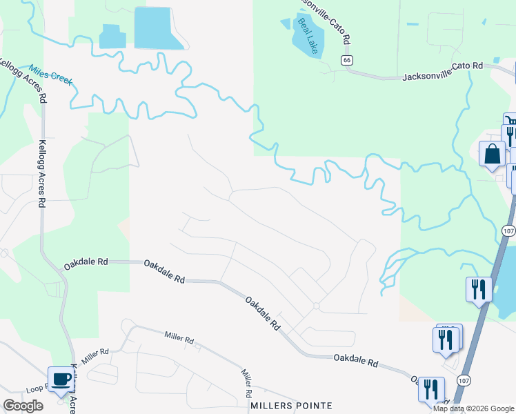 map of restaurants, bars, coffee shops, grocery stores, and more near Meadow Creek Drive in Sherwood